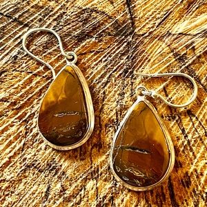 Deep Yellow Tiger Eye Earrings 1 1/2”